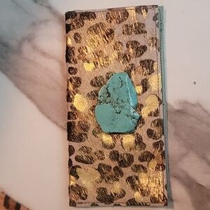 Leopard Wallet with Turquoise Stone
